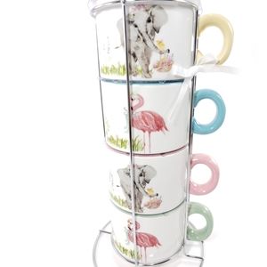 Elephant& Pink Flamingo Ceramic Coffee  Mug